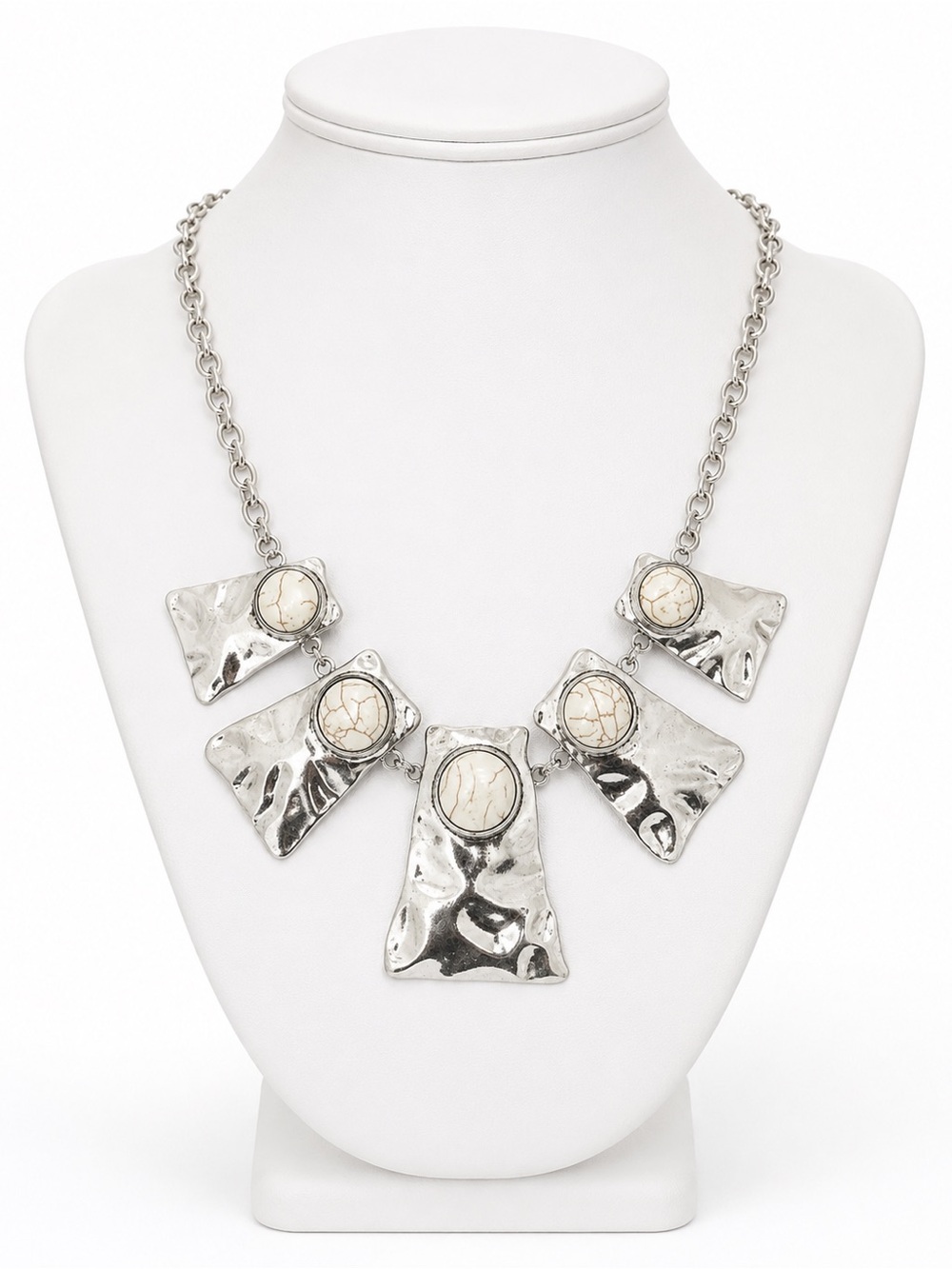 Cougar White Stone Statement Necklace